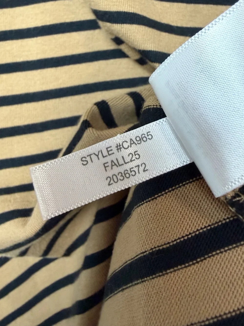 J. Crew Camel/Black Stripe Puff Sleeve Button Back Top